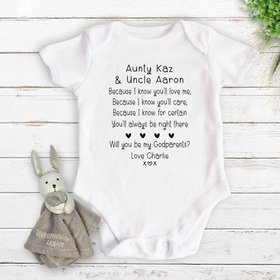 Will you be my Godparents, Godmother, Godfathern personalised proposal baby bodysuit, Christening announcement
