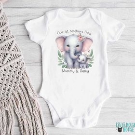 First Mothers Day Mummy & baby elephants personalised onesie