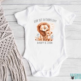 First Fathers day Daddy & baby lion cub personalised bodysuit