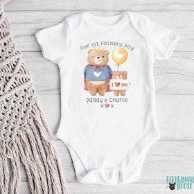 First Fathers day Daddy & baby bear cub personalised bodysuit, I love you gift for Dad